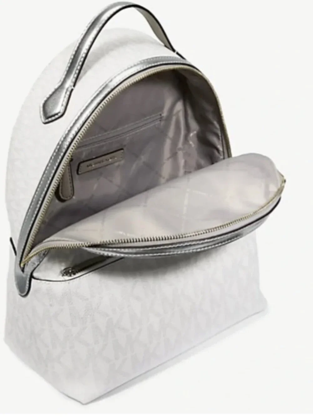 NWT Michael Kors Sheila backpack white/Silver and Silver wristlet/Silver